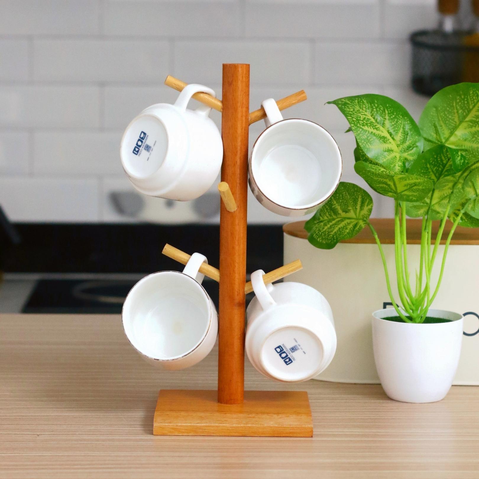 Pinexa Rak Cangkir Cup Holder Tempat Cangkir Kayu Gelas