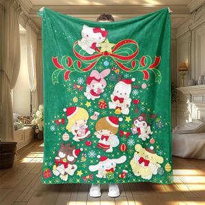Cartoon Christmas Pattern Blanket, 1 Count Soft Warm Throw Blanket, Air-conditioned Room Blanket, Warm Nap Blanket for Home Office Travel