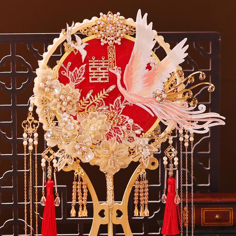 Quạt Đám Cưới, Phong Cách Trung Quốc, Cho Cô Dâu, Váy Cưới Thành Phẩm, Quà Tặng Cho Bạn Thân, Quạt Tròn Hanfu, Quà Cưới Mới, Quạt Decor 1