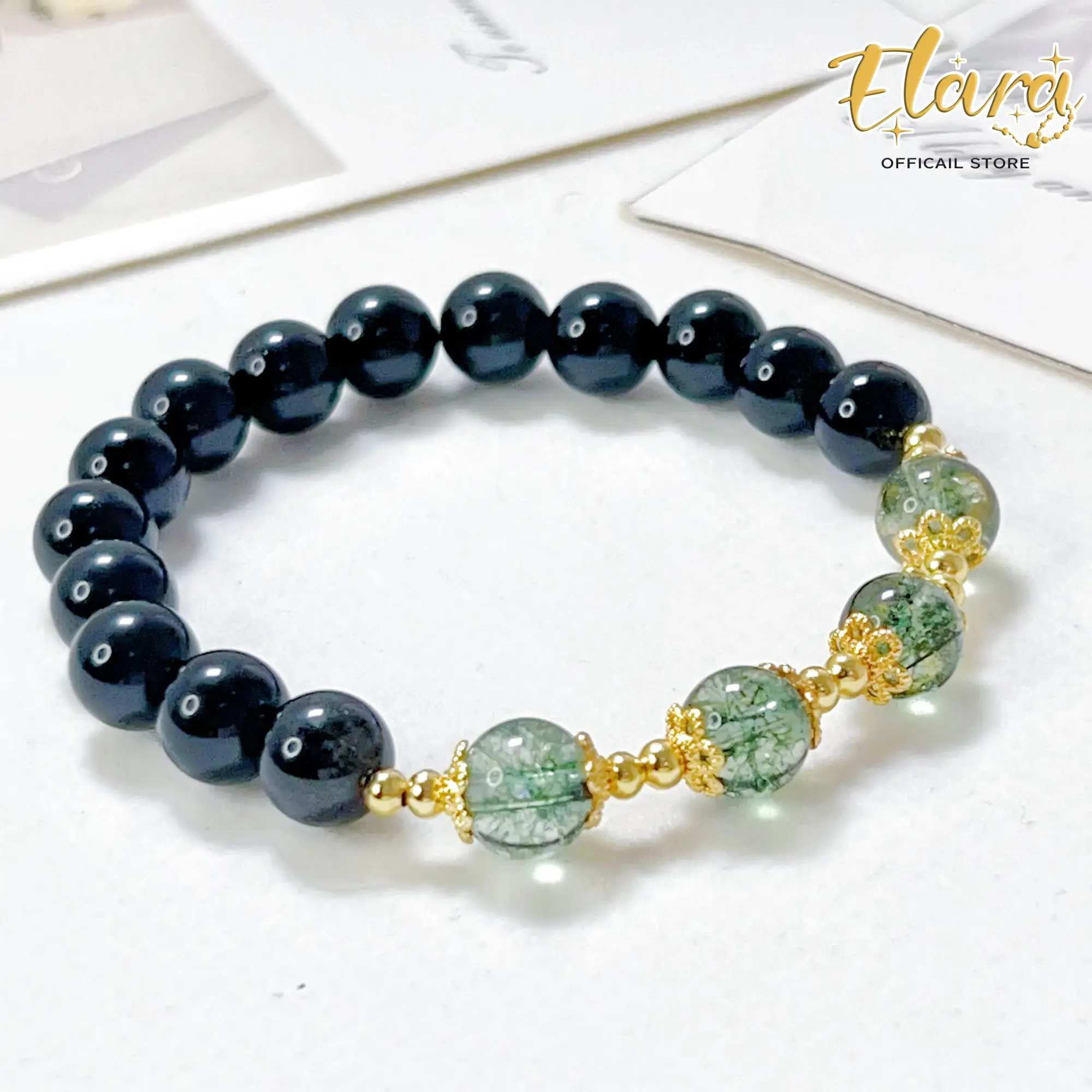 [ĐÁ ƯU LINH] Vòng tay đá Ưu Linh mix trân châu năng lượng tự nhiên