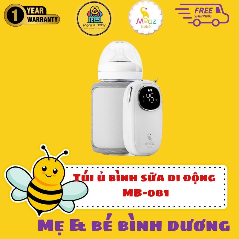 Túi ủ bình sữa di động Moaz BeBe MB-081, máy hâm sữa cầm tay Voi Máy Tiệt Trùng  không dây tích điện (bảo hành 12 tháng)