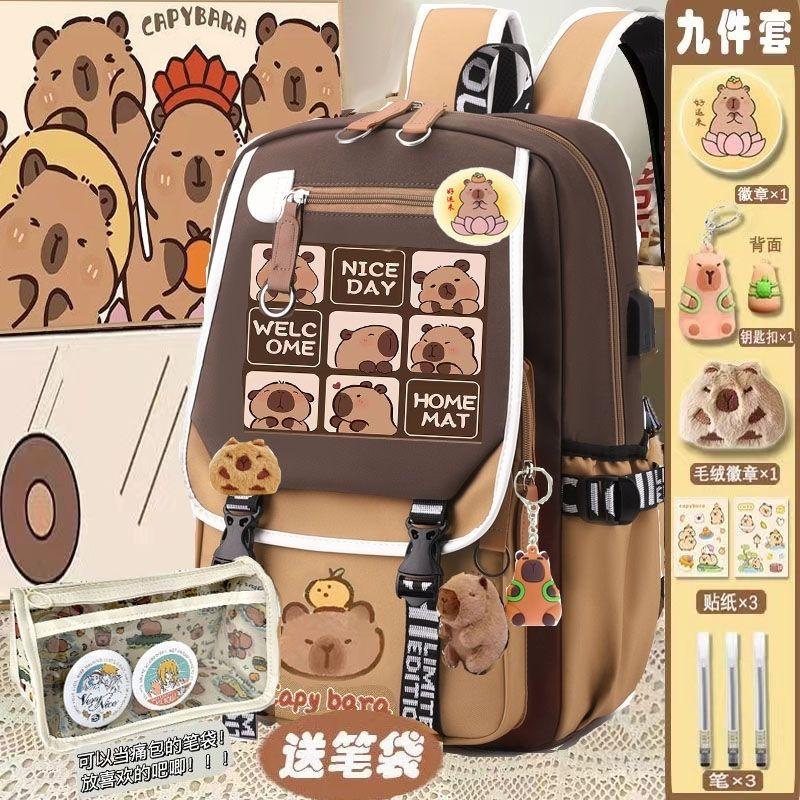 Cặp Sách, Capabala, Dành Cho Bé Gái Và Nam, Sức Chứa Lớn, Thiết Kế Hình Chuột Lang Nước Dễ Thương, Phong Cách Mori, Thích Hợp Cho Học Sinh Tiểu Học, Túi Đựng Máy Tính Trong Khuôn Viên Trường, Ba Lô, Cũng Thích Hợp Cho Nam Giới