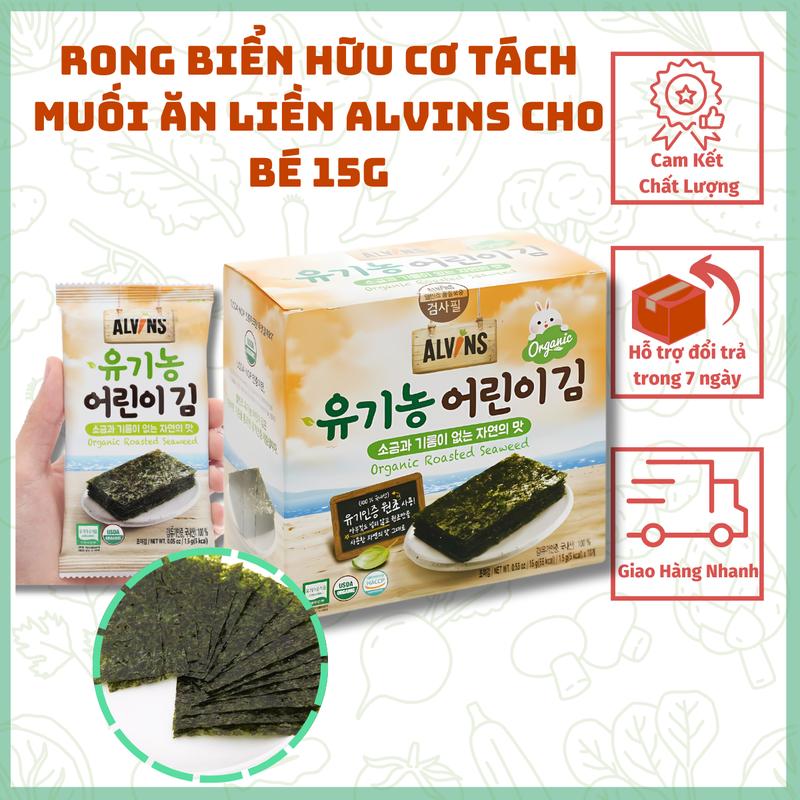 Rong Biển Hữu Cơ Và Hữu Cơ Tách Muối Ăn Liền Alvins Cho Bé Tự nhiên Snack Ăn Vặt Lá Rong Biển Food Thức Ăn
