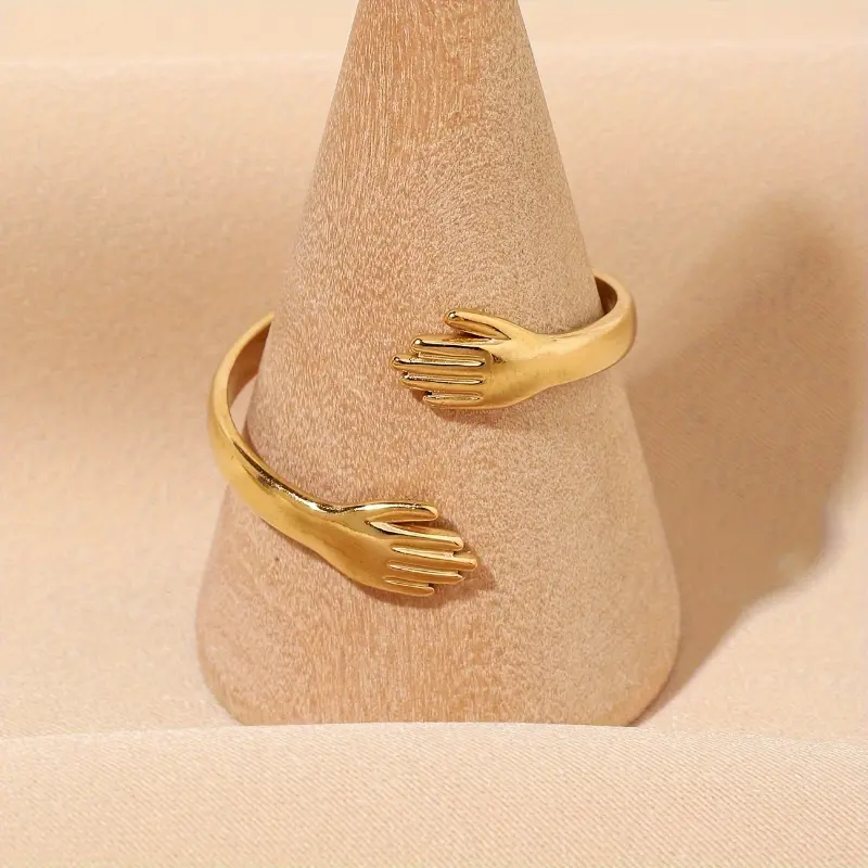 SummerSale| Chic Stainless Steel Embrace Ring - Adjustable Open Design for Couples, Perfect for Daily Wear & Special Occasions 7