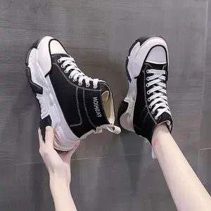 Sepatu Sneakers Wanita Boots Casual Modis FSH Hitam Putih Ukuran 37-40 Shoes Sport