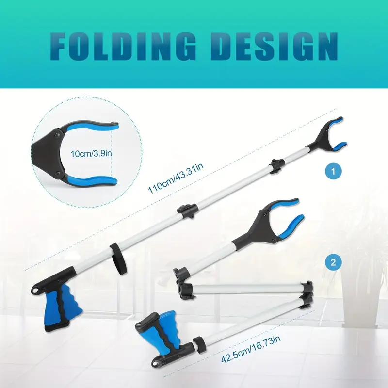 Folding Design Garbage Clip, Longer & More Convenient Garbage Trash Picker, Widely Use Garbage Trash Picker for Hospitals Shopping Malls 1