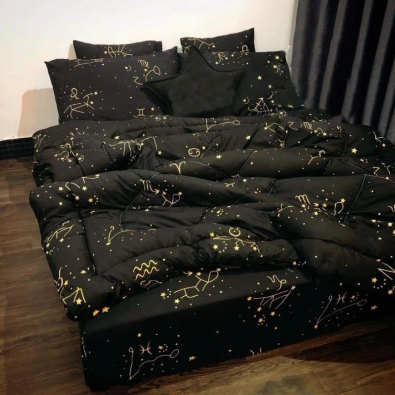 Bộ 5 món chăn phao ga gối poly cotton hàng loại 1 chăn m8x2m có ruột dày đắp mùa đông mùa hè phù hợp ga dưới 10cm