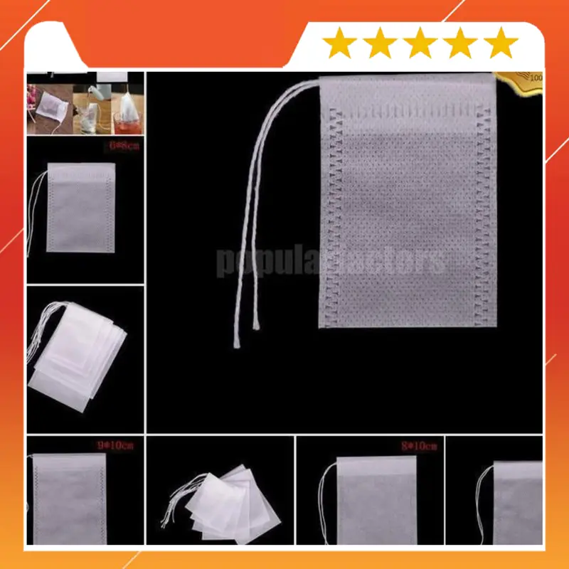 Combo 100 túi lọc trà, thảo dược dây rút chất liệu không dệt- nhiều kích thước 6