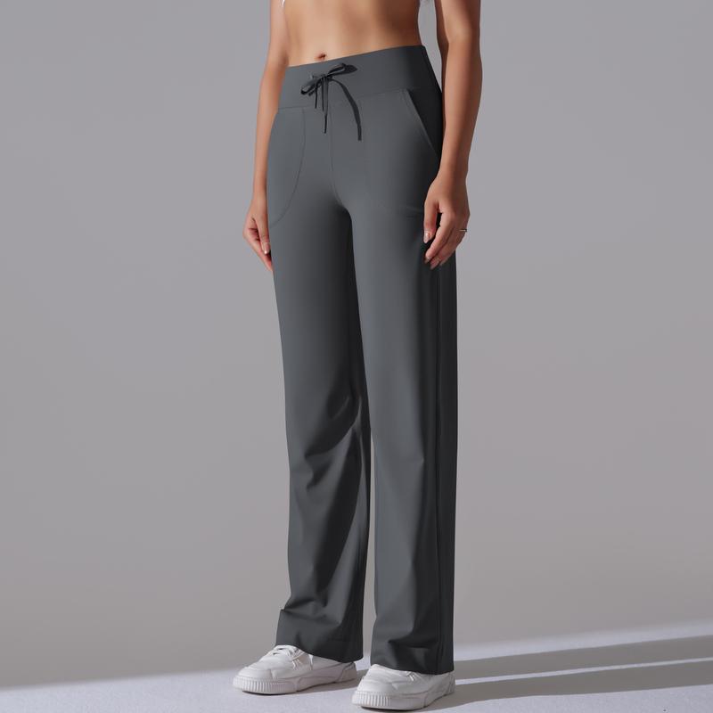 Product Introduction of Internet Celebrity Nude Feel Sports Drawstring Wide Leg Pants Loose Casual Pants Women's High Waist Double Side Pocket Stretch Fitness Yoga Pants 13