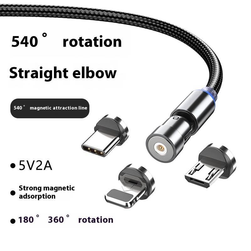 540 degree rotating magnetic suction data cable, three in on - TikTok ...