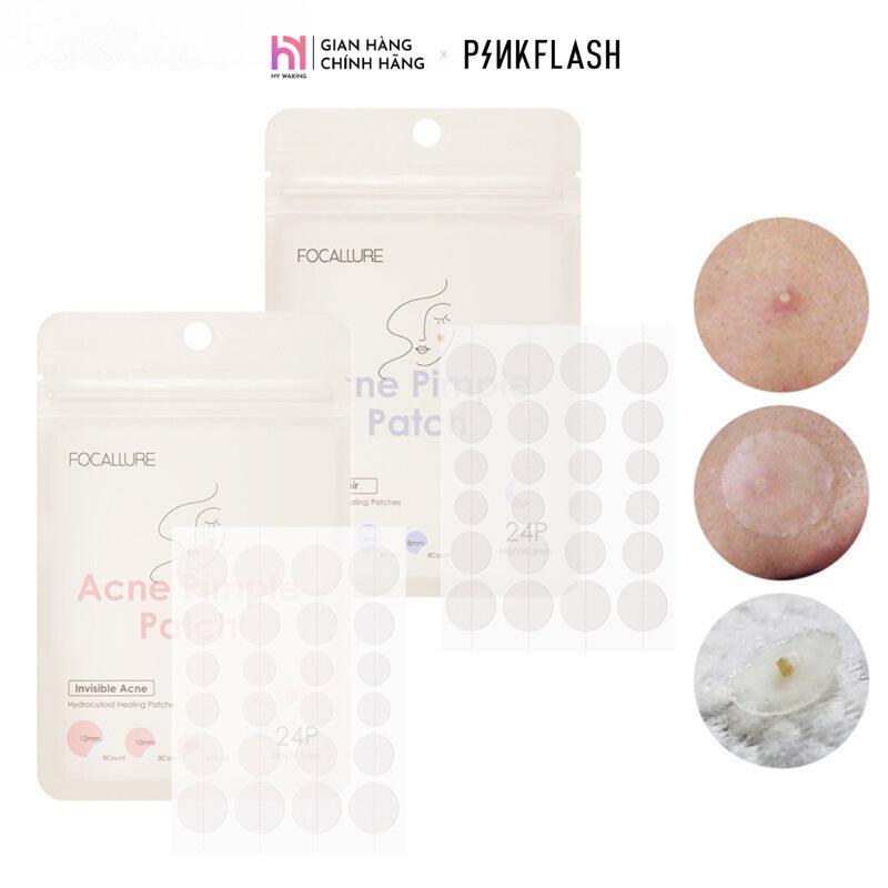 FOCALLURE Miếng Dán Mụn Hút Mụn Che Mụn Tự Nhiên Giảm Sưng 24 Miếng Không Thấm Nước Chăm Sóc 24 7 An Toàn Cho Da