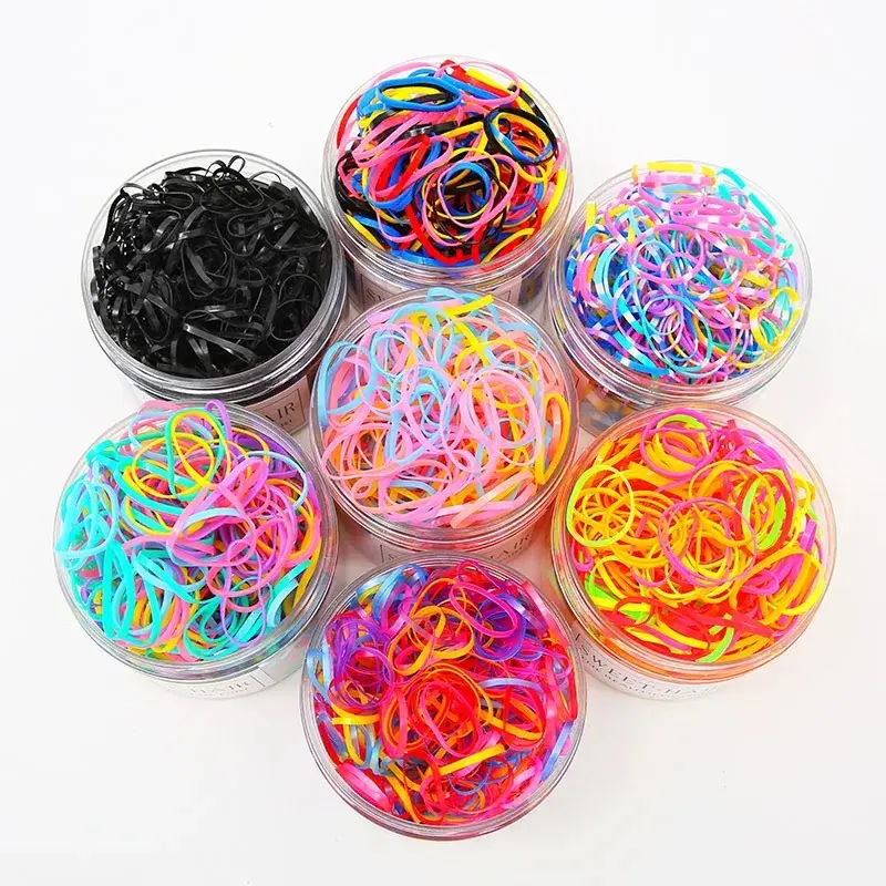 500~1000 Pieces of Strong Pull Constantly Disposable Rubber Band Thickened Boxed Simple Rubber Band Hair Rope Hair Accessories Headdress