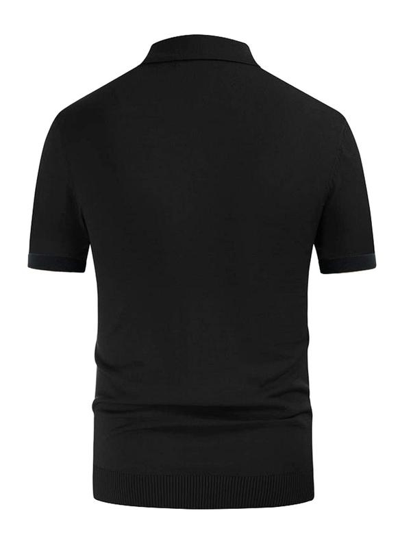 Men's Striped Print Button Front Shirt, Summer Clothes, Regular Fit Casual Short Sleeve Collar Top for Summer, Men's Clothes 1