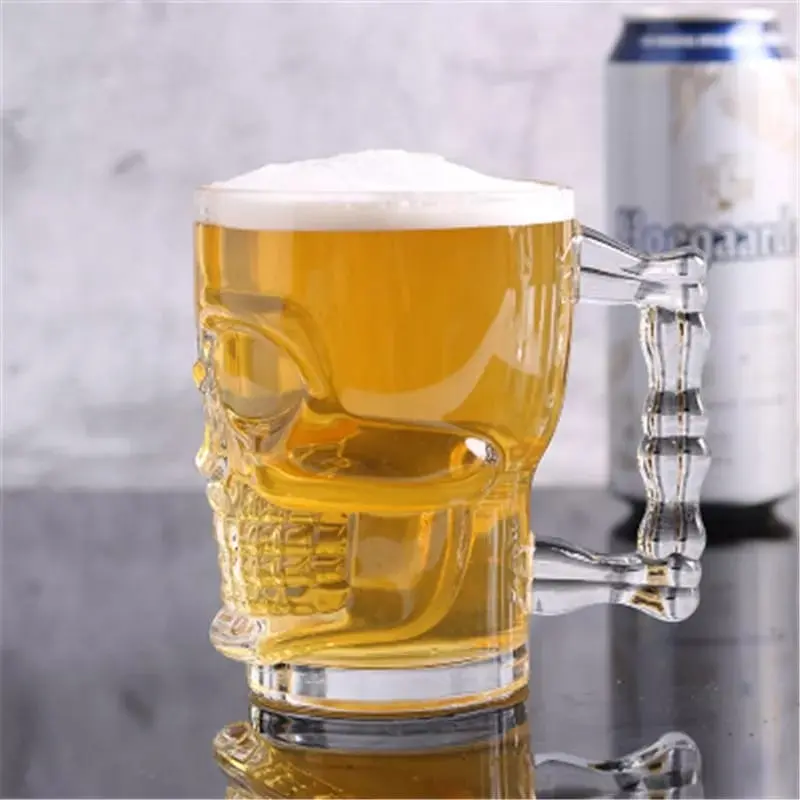 Gelas kaca 485ml tengkorak skeleton head beer bir mug 7