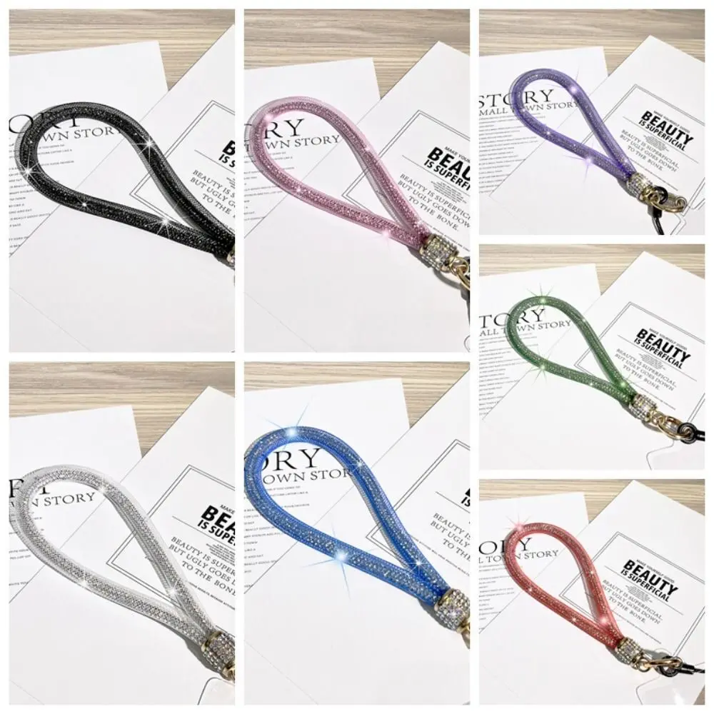 New Durable Hanging Cord Mobile Phone Rope Temperament Nylon Mesh Rope Mobile Phone Chain Advanced Rhinestone Hanging Rope
