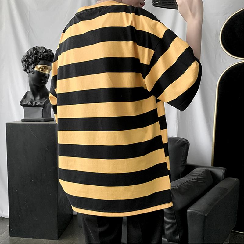 Product Introduction of Vintage striped T-shirt men's clothing Korean-style comfortable fine cloth fashion unisex clothes 30