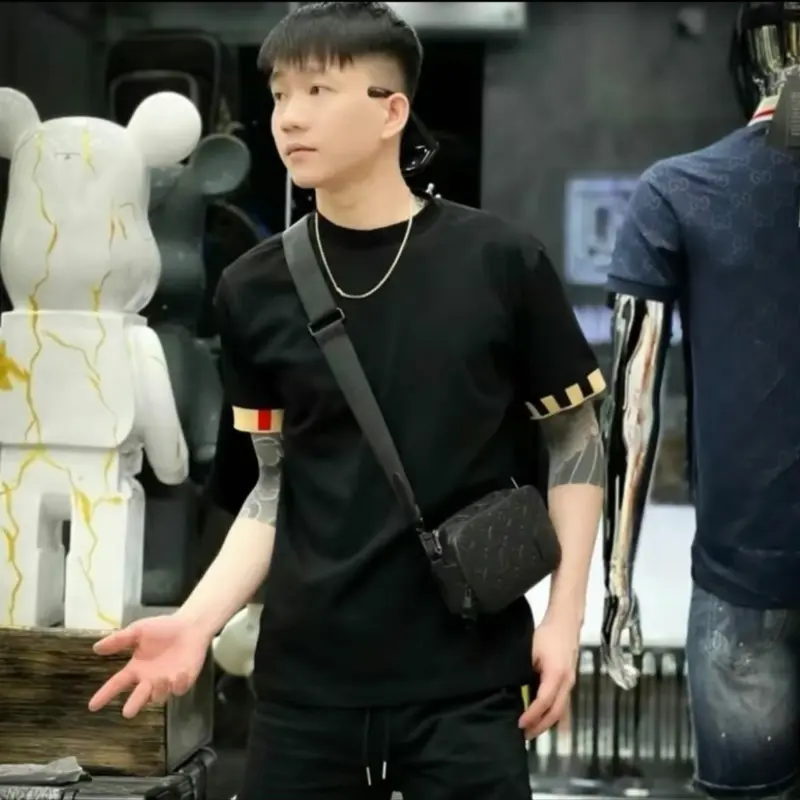 Áo Thun Nam Tay Nâu Kẻ Sọc Cổ Tròn chất Vải Cotton Xịn Co Giãn 4 Chiều Thấm Hút Mồ Hôi Tốt 6
