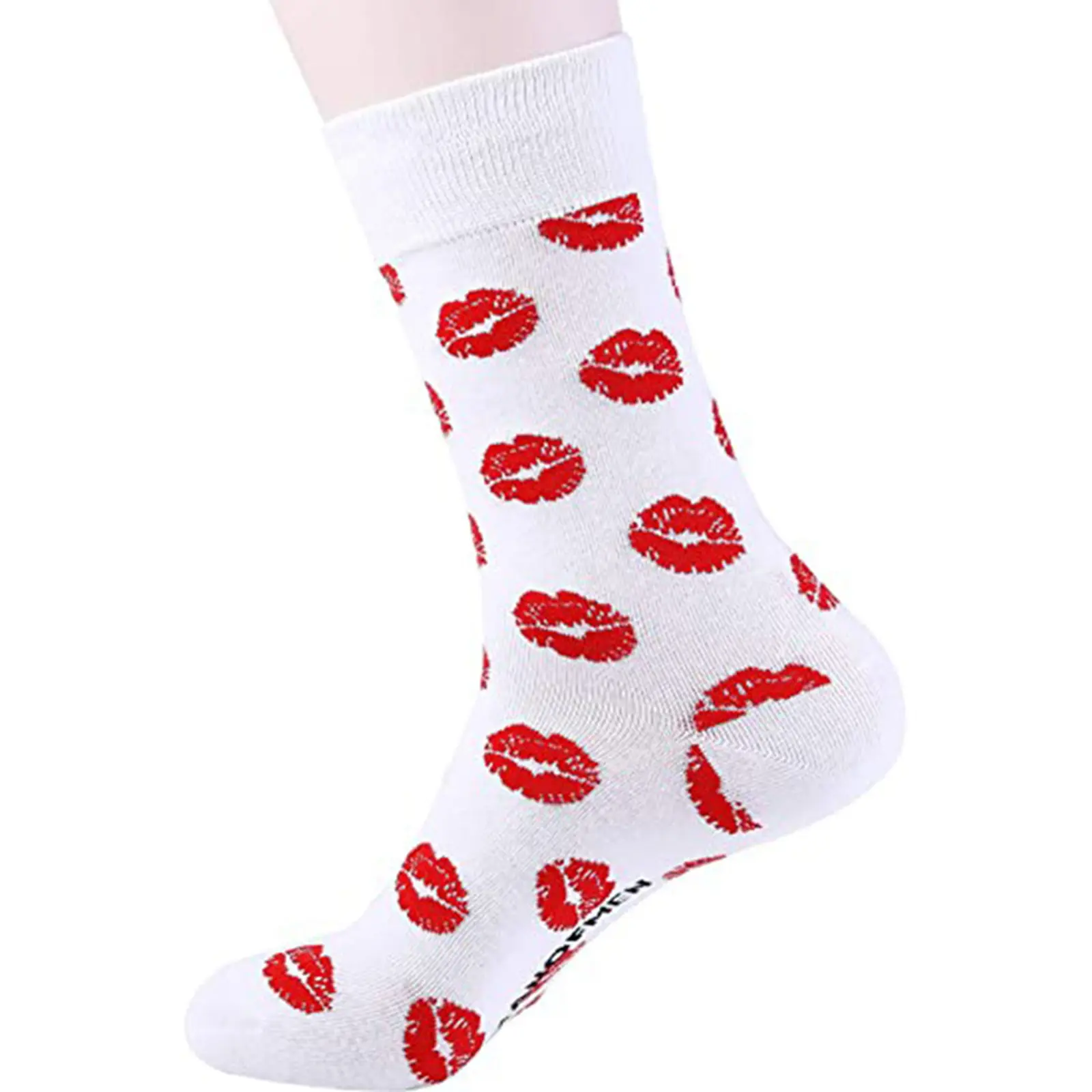 Women Valentine's Day Socks Lip Heart Pattern Funny Contrast Color Slipper Floor Socks