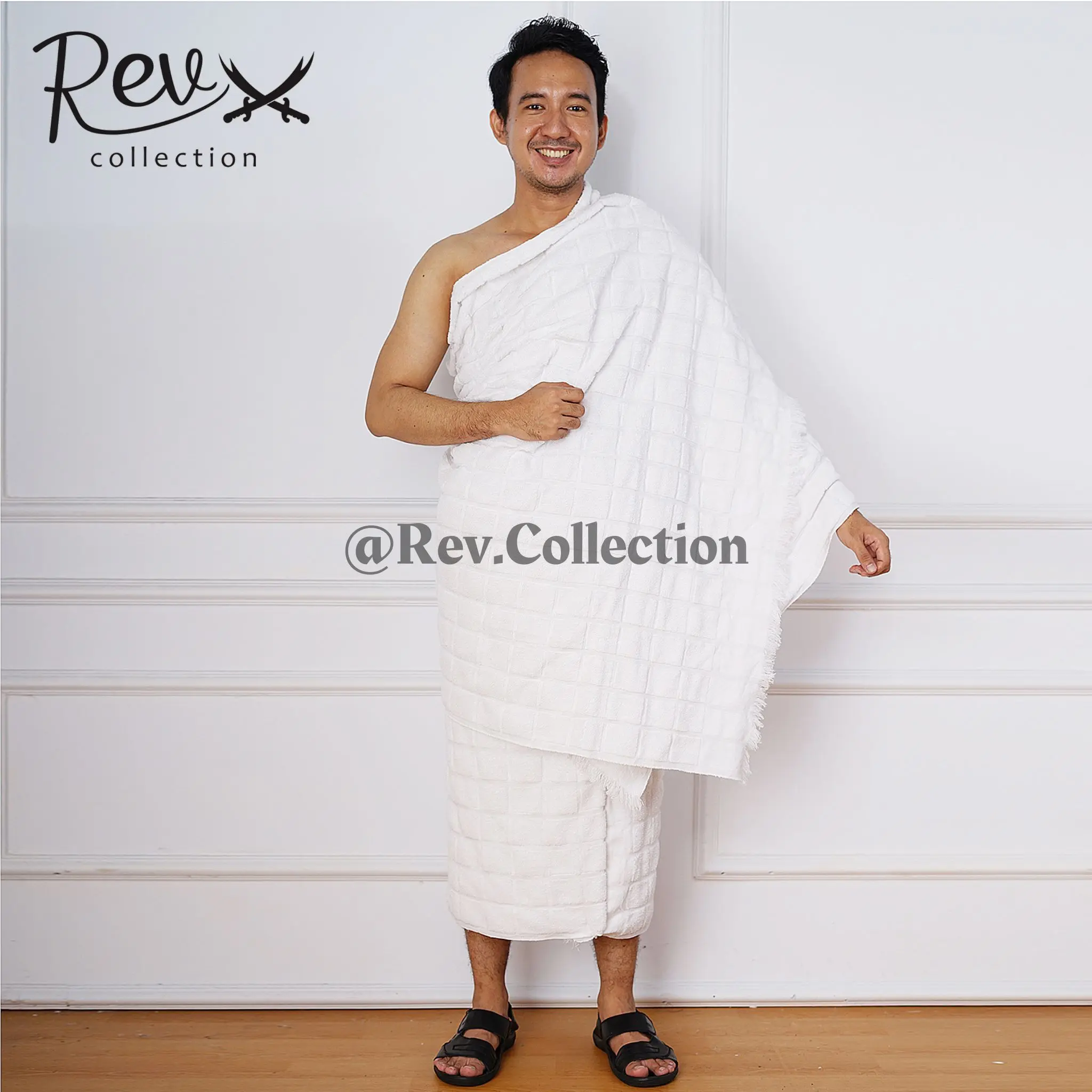 Kain Ihram Haji dan Umroh Dewasa Atasan dan Bawahan Perlengkapan Haji dan Umroh Lembut Putih  Panjang Motif Mewah Muslim Nyaman