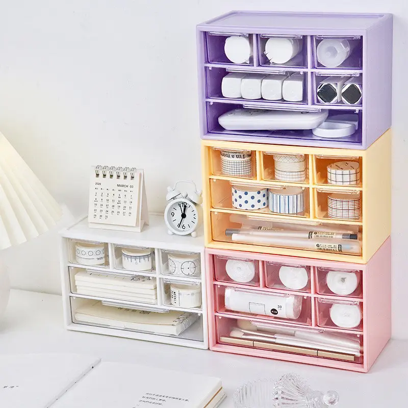 Tủ Hộp Cute Mini 6 Ngăn Lớn Nhiều Màu  Đựng Đồ Lặt Vặt Decor Bàn Học RECO 3