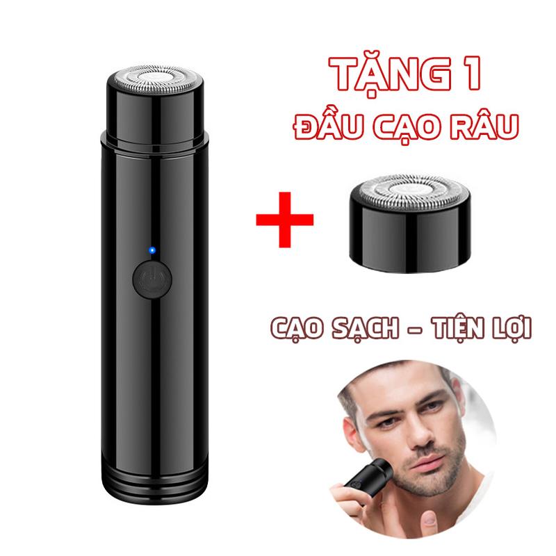 Compo máy cạo râu tặng 1 đầu cạo thay thế lưỡi dao tự mày sắc sạc usb mini nhỏ gọn