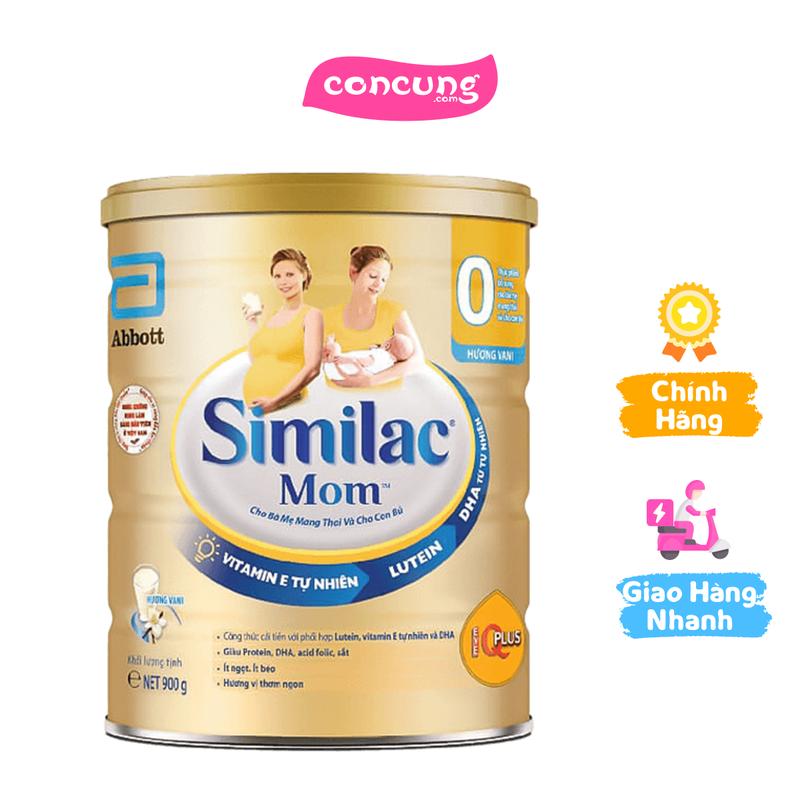 Sữa bầu Similac Mom Hương Vani, 900g chứa Vitamin E tự nhiên, Lutein và DHA giúp phát triển trí não cho bé trong bụng mẹ