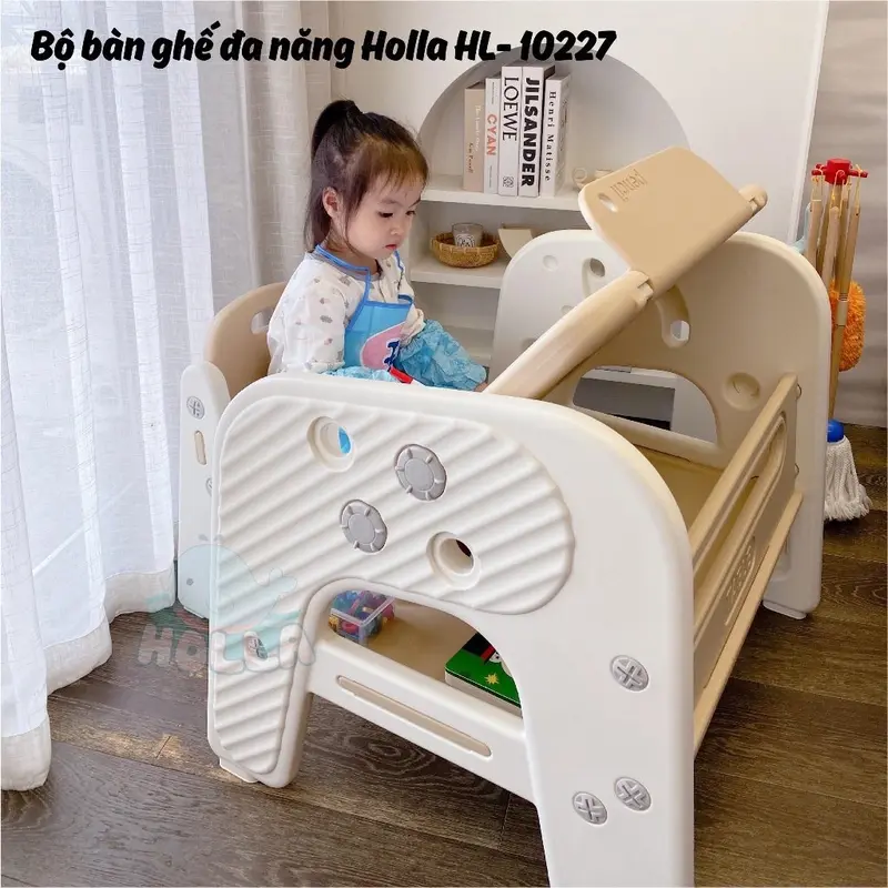 ￼Bộ Bàn Ghế Đa Năng HOLLA HL 10227 Bảng Vẽ Kiêm Bàn Học Thông Minh Tặng Kèm Ghế Cho Bé 1