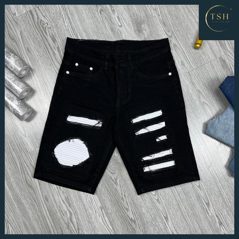 [ TSH ] - Mã Số 261 Quần short jean nam đen rách có lót da trắng mẫu mới cao cấp chất liệu jean bò co giãn nhẹ như hình chuẩn from dáng đủ size có nhiều mẫu mới dành cho nam ( HÌNH THẬT SHOP TỰ CHỤP) Menswear Pants Có Túi
