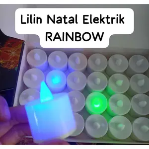 (1 box isi 24) Lilin Elektrik Lampu Lilin Natal Elektrik Lampu Hias LED Lilin Mini Portable Import Rainbow