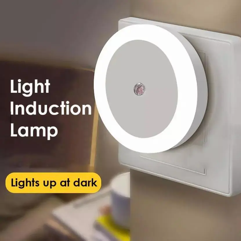 LED Light Socket Plug Automatic Night Auto Sensor Lamp Indoor Bedroom Living Room Stair Lampu Tidur Automatic
