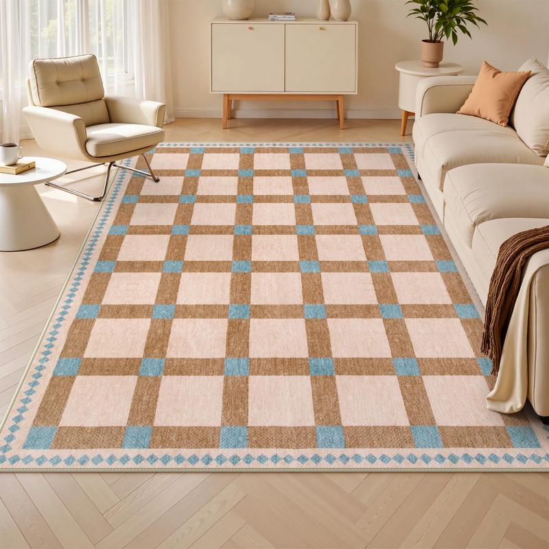 Checkered Rug For Living Room Washable 5x7 Bedroom Area Rugs Soft ...