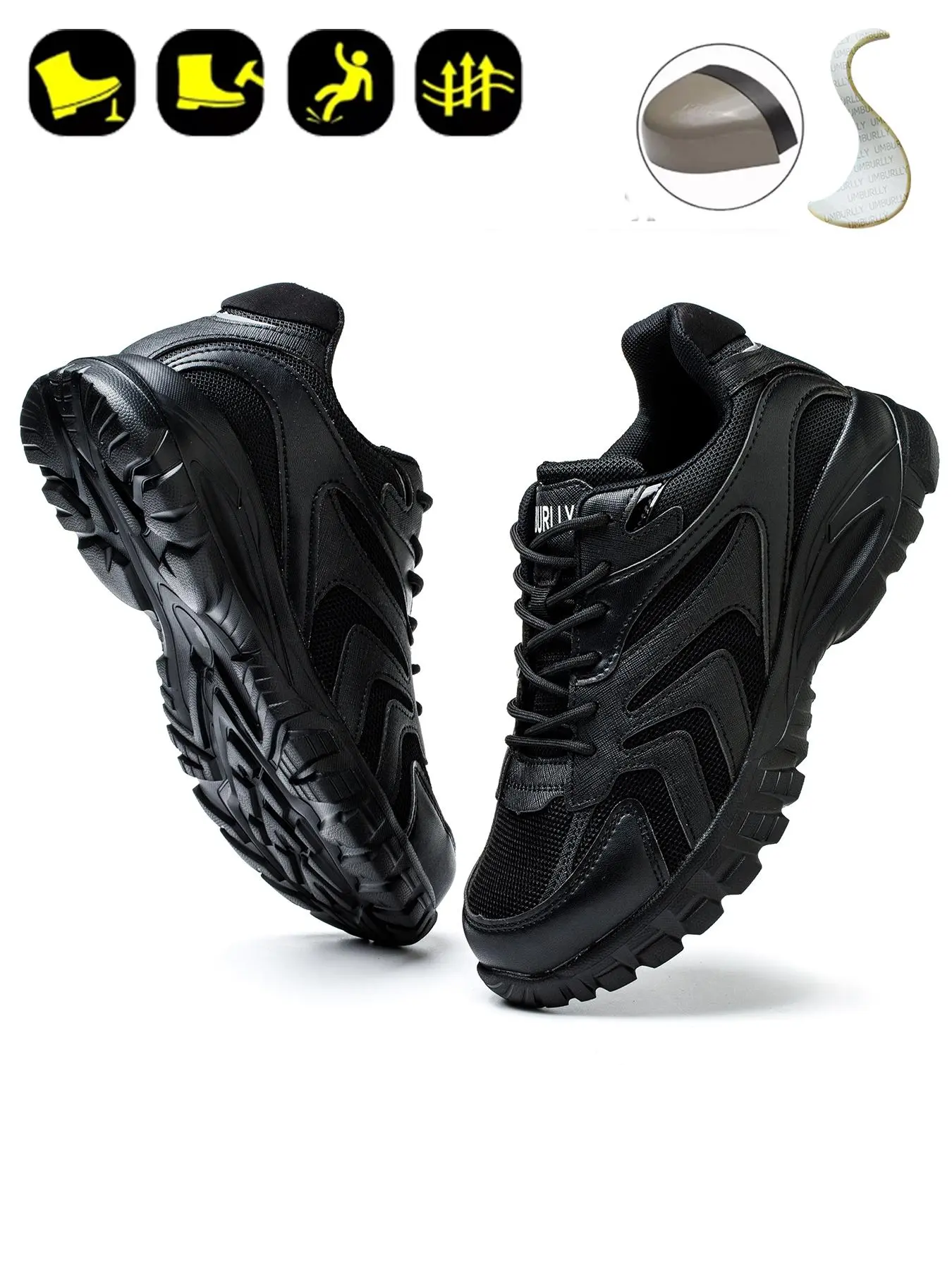 Men's Solid Color Lace Up Low Top Anti-smashing and Anti-puncturing Steel Toe Shoes, Casual Comfortable Breathable Safety Shoes, Fashionable Shoes for Work
