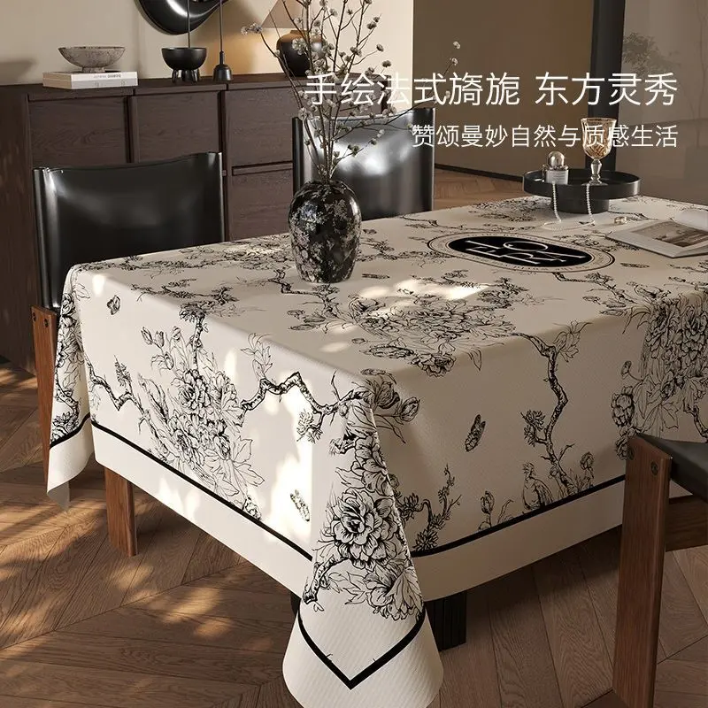 Khăn trải bàn kiểu Pháp, sang trọng giá cả phải chăng, phong cách Cổ Điển vải không trơn trượt, chất liệu Chenille, cao cấp, thích hợp cho Bàn cà phê và Bàn ăn hình chữ nhật, khăn trải bàn gia đình