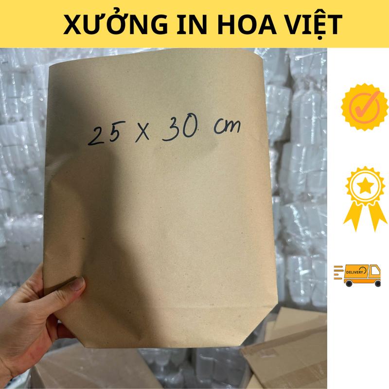 Combo 100 túi giấy xi măng 25x30cm đựng đồ ăn gà rán, khoai tây chiên đóng hàng đủ các kích cỡ hàng đẹp giá rẻ
