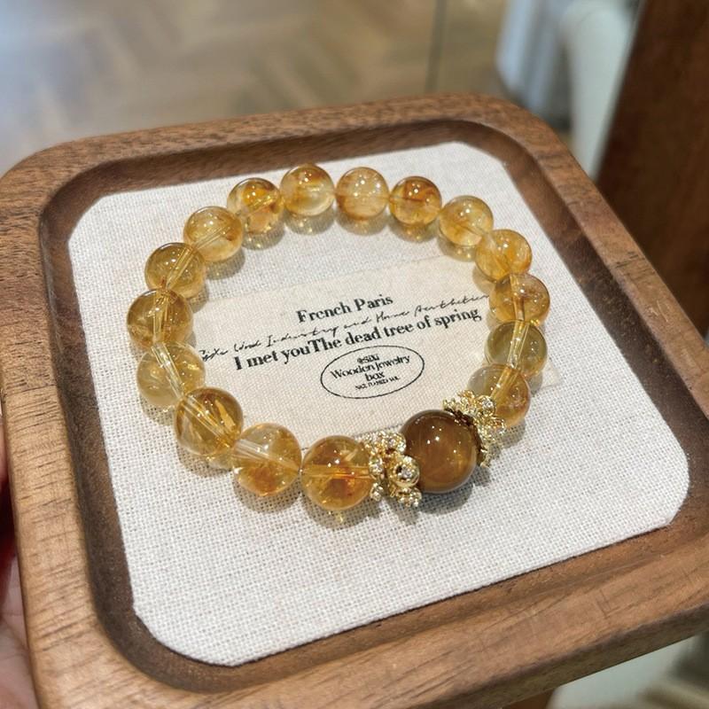 Natural Yellow Pagoda Crystal Tiger Eye Stone Unique Niche Wealth-Attracting Bracelet for Women Large Round Beads Accessories Wholesale from Manufacturer 6