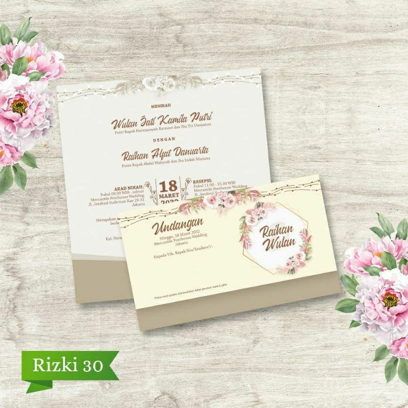 Undangan Pernikahan PROMO Terbatas RIZKI 30 | Paket Lengkap  Elegan Modern Paket Lengkap 100 PCS Gratis Label & Plastik - JanjiKita | Default