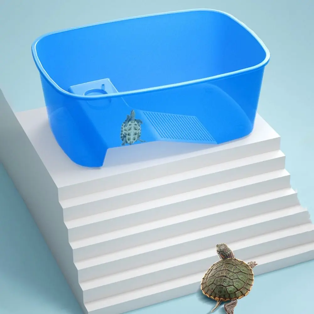 Practical Plastic Reptile Vivarium Box Opening Non-slip Tortoise Feeding Box with Drying Platform Turtle Tank For Lizard Turtles