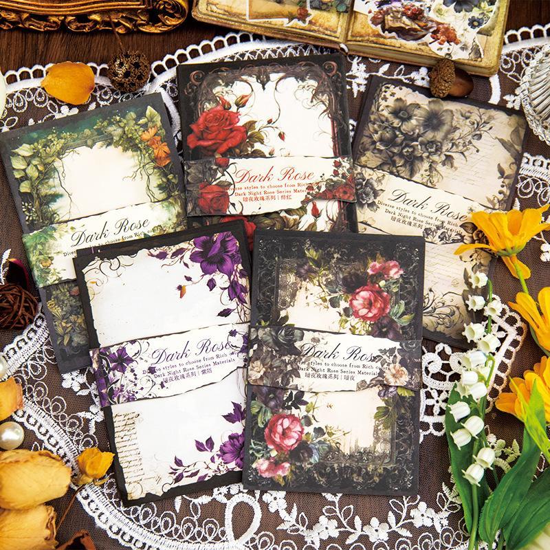 Product Introduction of Vintage Flower Pattern Non-stick Material Paper, 150pcs/set Scrapbooking & Stamping DIY Material Decorative Background Paper, Office Accessories 5