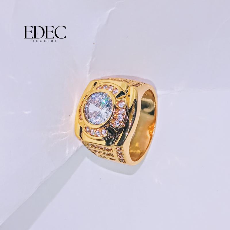 Nhẫn Nam Đính Đá Thanh Lịch Mạ Vàng 24k Edec - Nhẫn Thời Trang Nam Cao Cấp S224823 2
