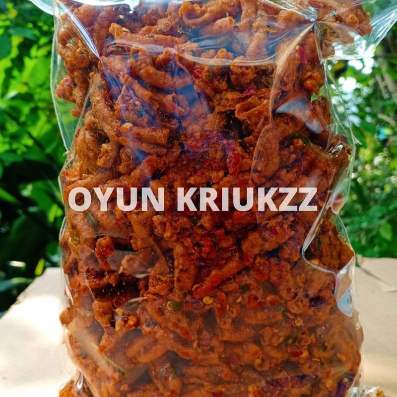 Kripik USUS AYAM CRISPY PEDAS JERUK 100 GR BEST SELLER ( COD ) OYUN KRIUKZZ snack food Chips Keripik Cemilan Makanan Asin 4