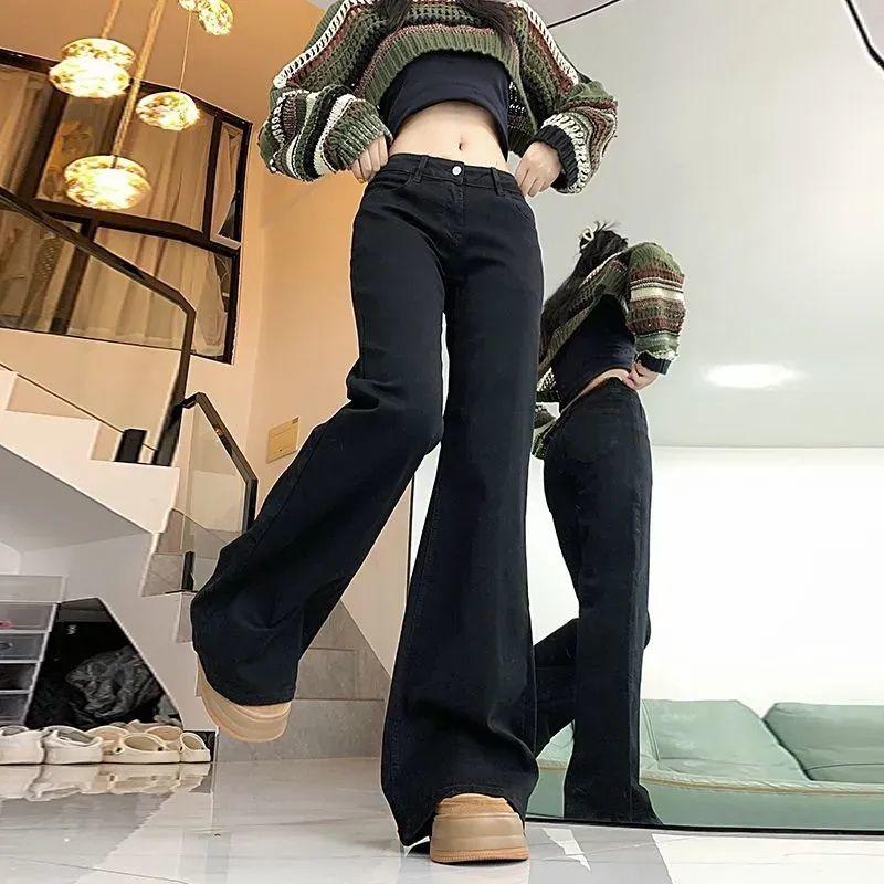 Product Introduction of Quần Jean Ống Loe Cho Nữ, Hàng Mới Về Thu Đông Năm 2025, Màu Đen Rửa, Cạp Thấp, Ôm Vừa Vặn, Dài Đến Sàn Dễ Phối Đồ, Quần Đáy Chuông 6