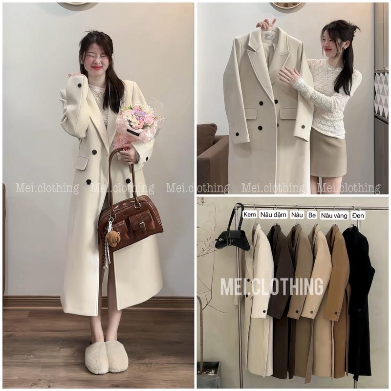  Dạ9 Áo Khoác Dạ Chần Bông Dáng Dài Kèm Dây Đai QC Phong Cách Hàn 