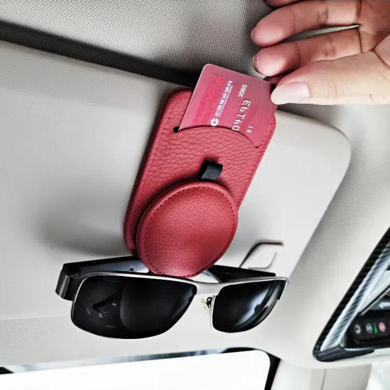 Product Introduction of Car Sun Visor Glasses Holder, Car Sun Visor Sunglasses Holder with Magnetic Clip, Universal Car Interior Accessories for Car Stowing & Tidying, Automotive 3