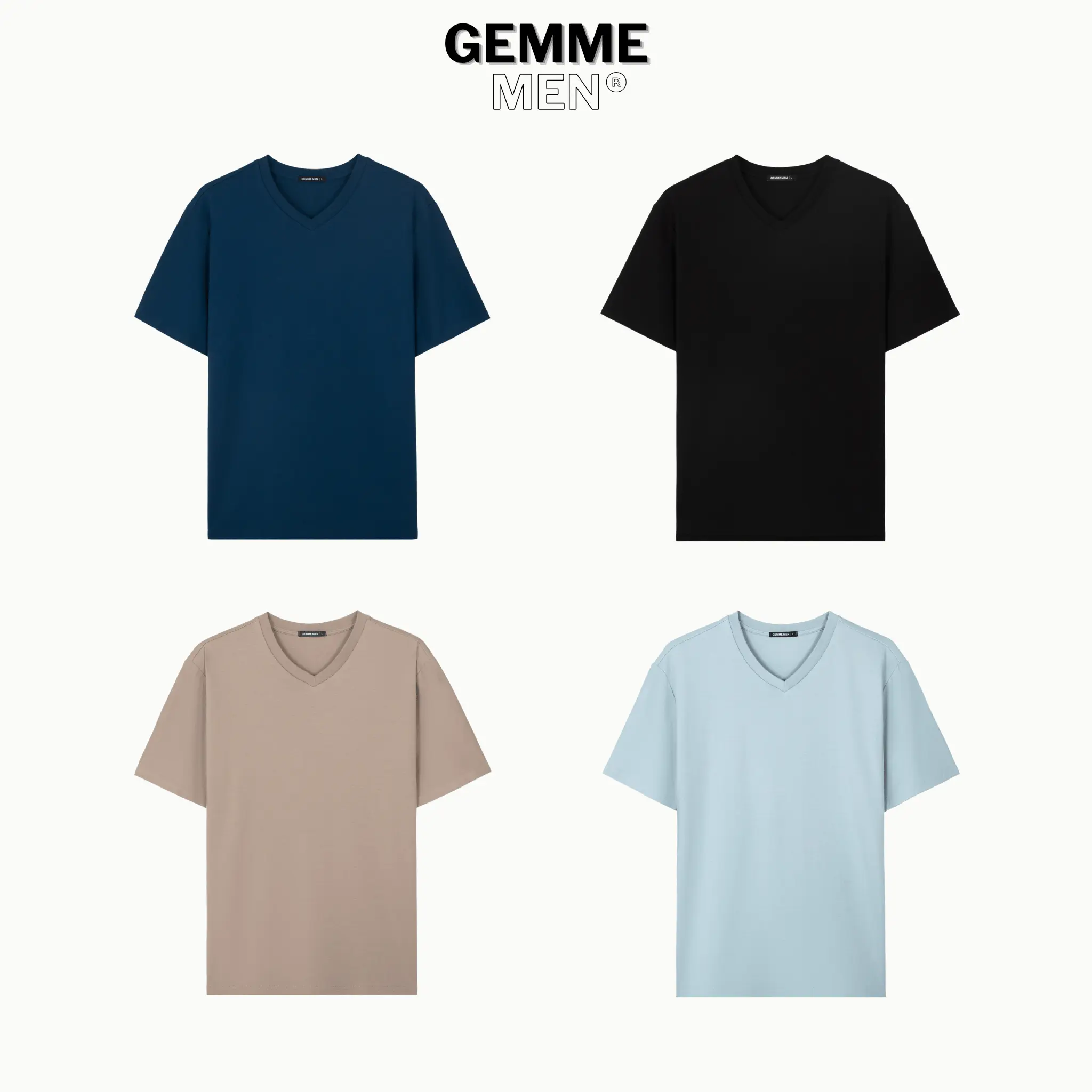 Áo thun cổ tim big size 100% Cotton interlock 250gsm GEMME MEN 55 - 150kg chuẩn form Unisex