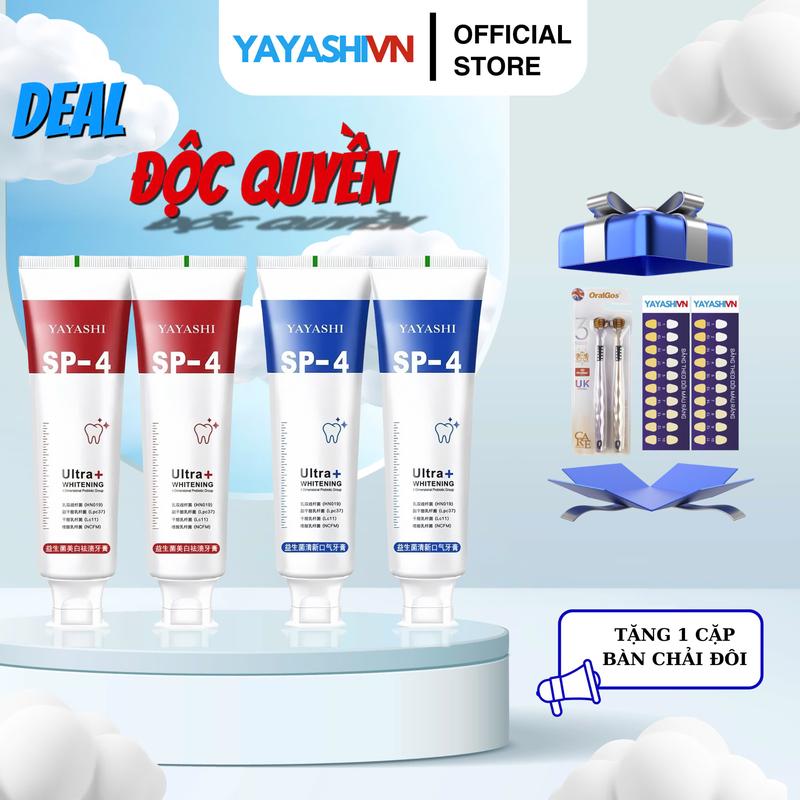 [MUA 2 TẶNG 2 TẶNG 1 BÀN CHẢI ĐÔI] KEM ĐÁNH RĂNG YAYASHI SP4 HỖ TRỢ GIẢM HÔI MIỆNG HỖ TRỢ TRẮNG RĂNG YAYASHIVN BEAUTY