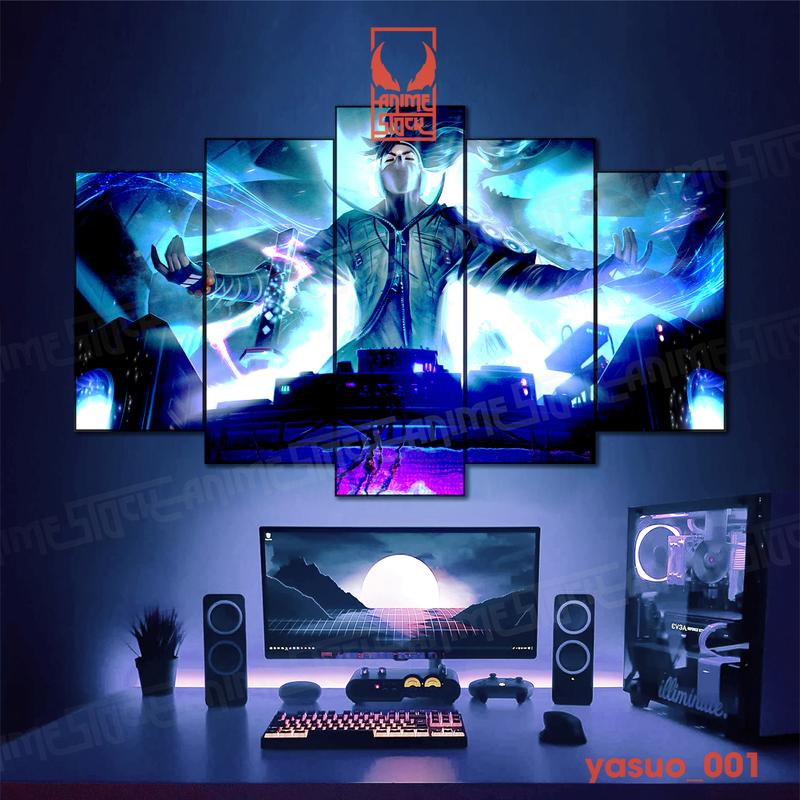 Tranh không thấm nước, tranh liên minh huyền thoại ghép 5 tấm dán tường decal. Tranh dán tường decor phòng ngủ phòng game của bạn. Đồng 0