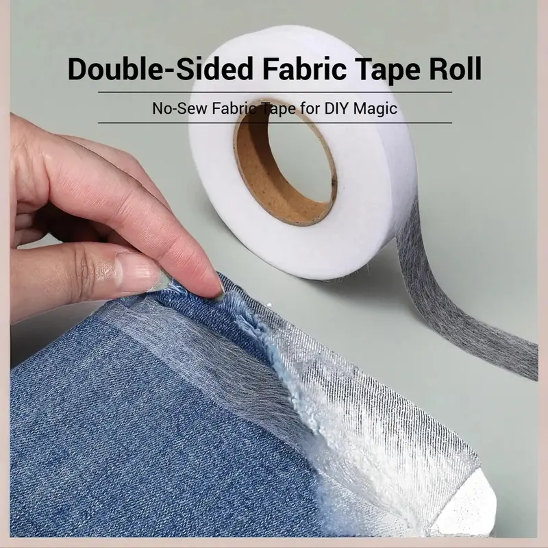 1 Roll Sticky Fabric Tape, DIY Decorative Double-sided Tape, Hem Tape, Adhesive Cloth Tape, Home Essentials 1