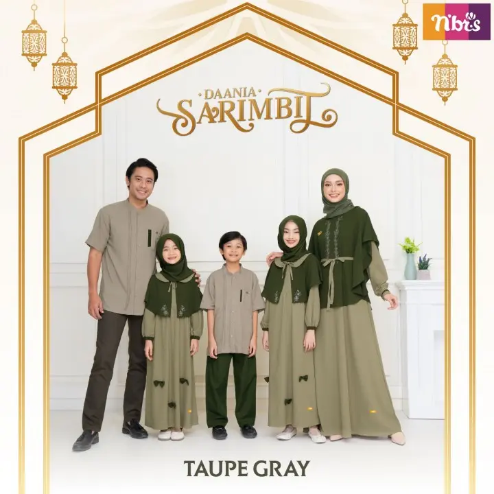 SARIMBIT NIBRAS DAANIA TAUPE GRAY BY NBRS BAJU BUSANA MUSLIM PRIA WANITA GAMIS IBU BUSUI FRIENDLY ANAK PEREMPUAN CEWEK KOKO ATASAN AYAH LENGAN PENDEK ANAK LAKI COWOK SERAGAM LEBARAN RAMADHAN KOKO HARI RAYA KONDANGAN WARNA HIJAU COKLAT ABU POLOS COD 1
