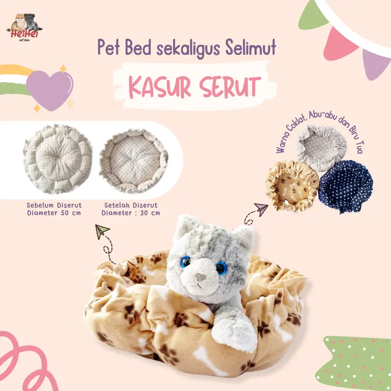 PET BED SERUT - Kasur Serut Kucing Anjing - Tempat Tidur Kitten Puppy Anjing Kucing - Selimut Anjing Kucing 0