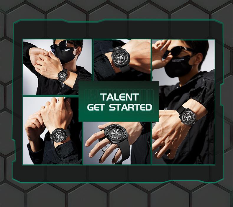 Product Introduction of Square Watch Men's Mechanical Style Sports Fashion Watch National Style Luminous Waterproof Silicone Band Quartz Watch 1